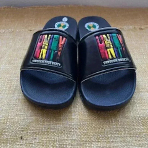 NEW Cross Colours X Unity Through Diversity Black Slides Sandals Women’s Sz 7 - Picture 5 of 8